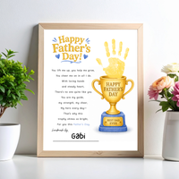 Father’s Day Trophy Handprint Craft Printable | Best Dad Ever Keepsake | Kids DIY Gift for Dad | Preschool Father’s Day Activity