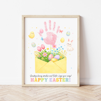Easter Handprint Craft Printable | Bunny & Chick Flower Envelope Keepsake | Preschool Fine Motor Spring Activity PDF