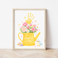Mother’s Day Handprint Craft Printable | “Happy Mother’s Day” Flower Watering Can Keepsake | Preschool Kids Mother’s Day Activity PDF