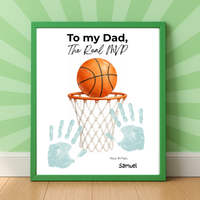 Basketball Father’s Day Handprint Craft Printable, To My Dad The Real MVP, Basketball Birthday Gift for Dad, Sports Dad Keepsake from Kids