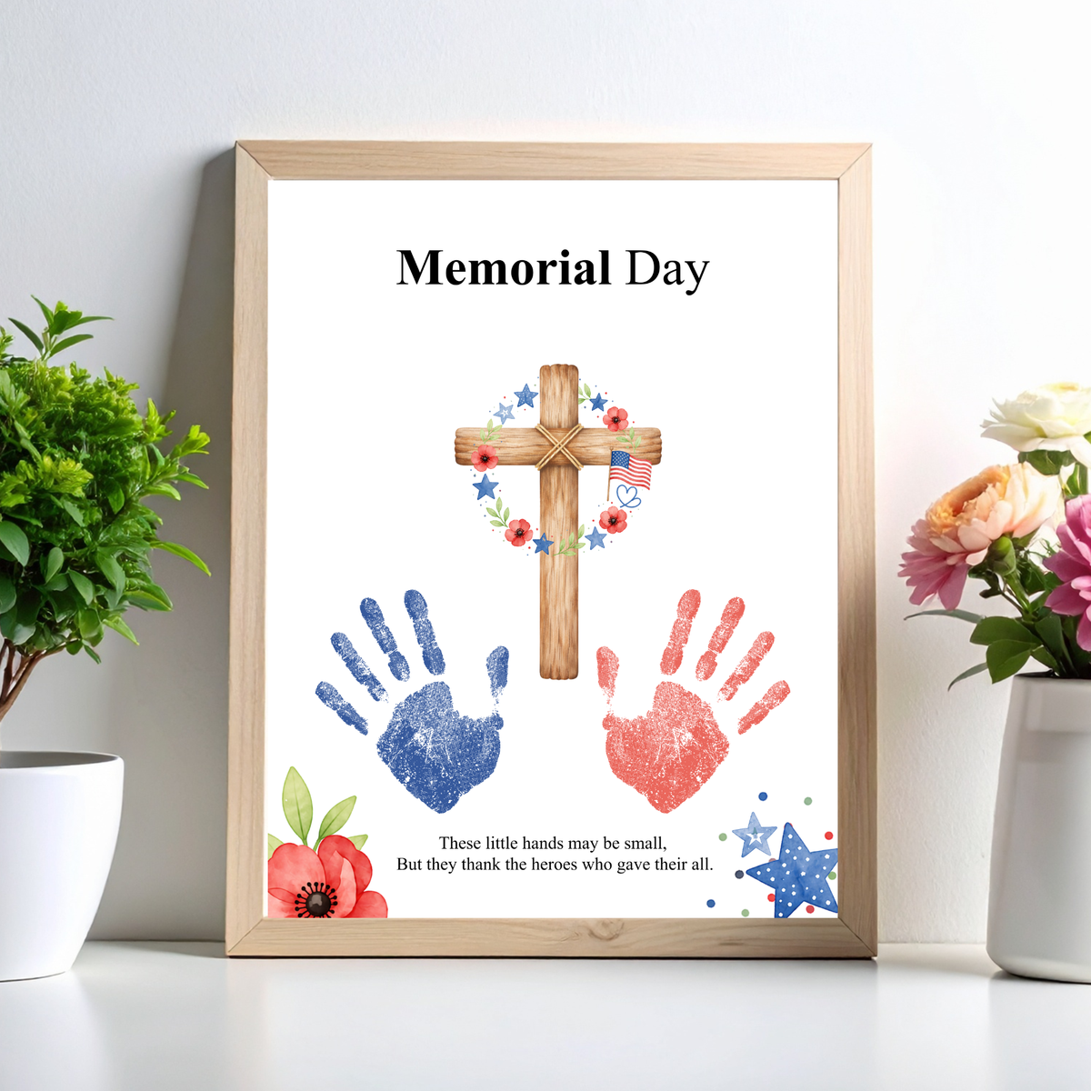 Christian Memorial Day Handprint Craft Printable | Patriotic Keepsake Art for Kids | Veterans Tribute Activity | Preschool Classroom DIY PDF