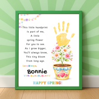Spring Handprint Flower Craft Printable | Personalized Keepsake Poem Activity | Preschool Spring Art Gift | Kids Flower Pot Handprint PDF