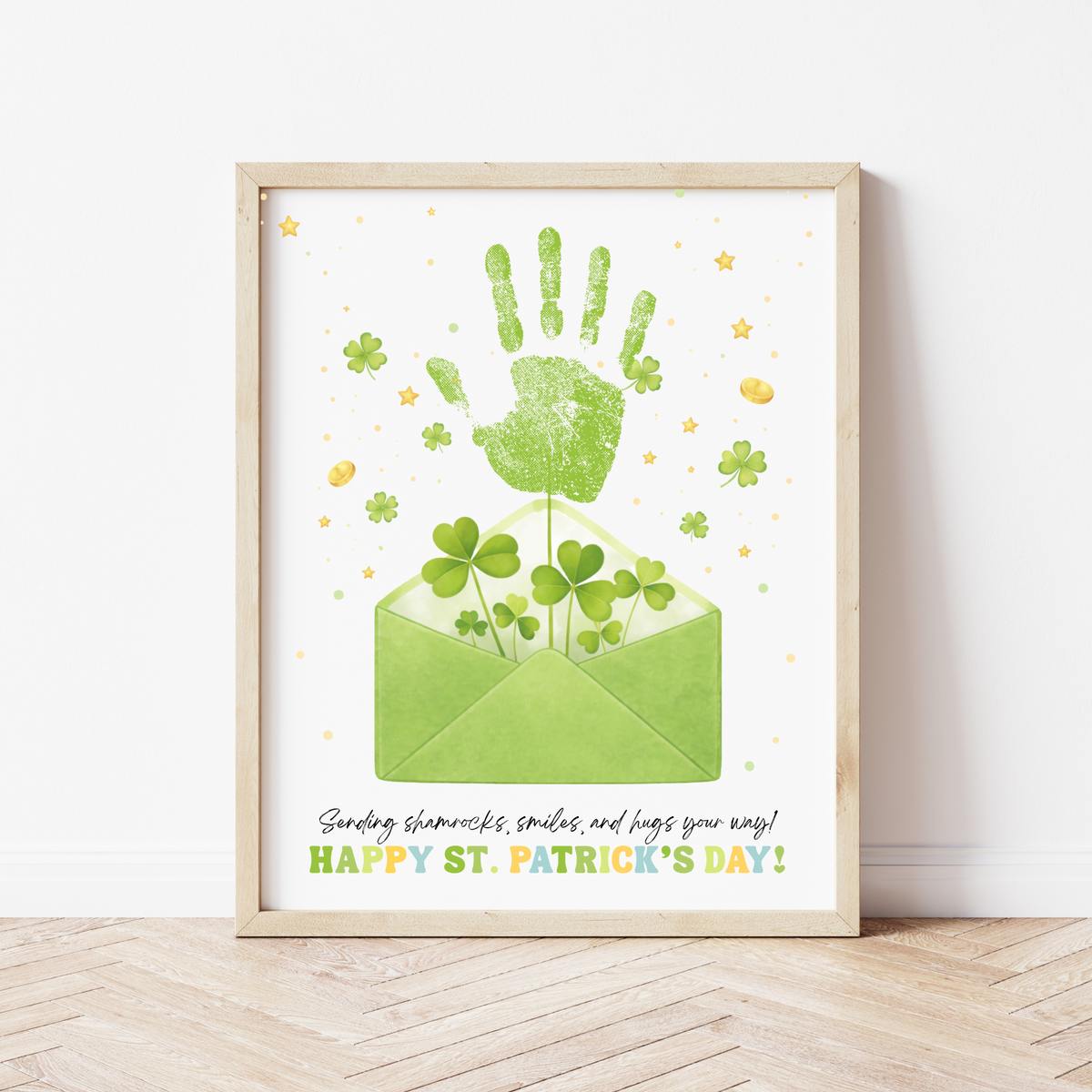 St. Patrick’s Day Handprint Craft Printable | Shamrock Envelope Keepsake Art | Preschool Fine Motor Activity PDF