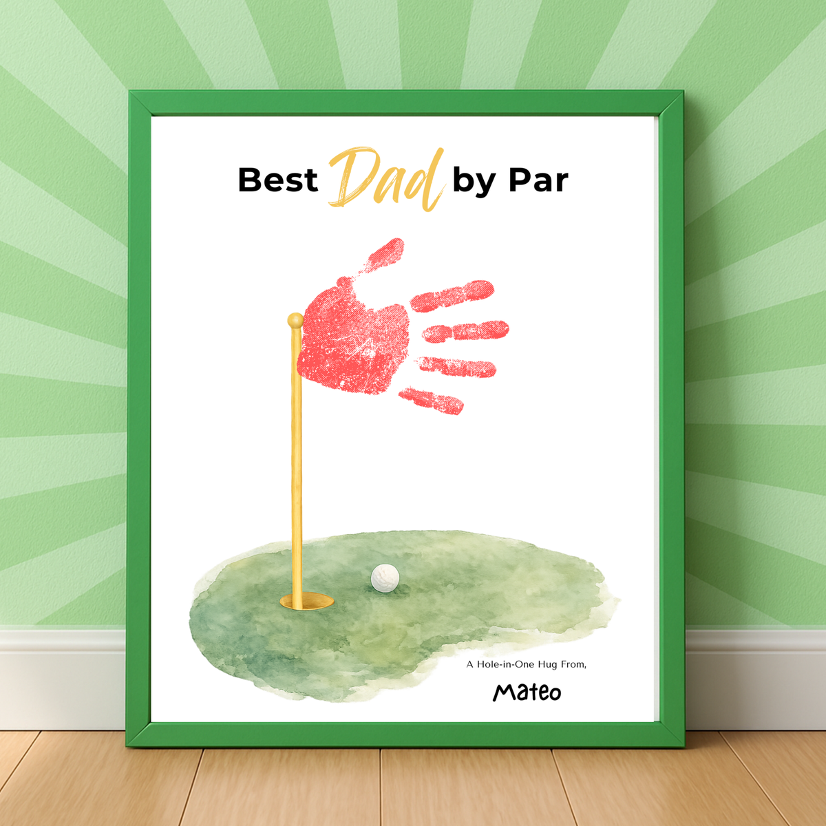 Title Golf Handprint Craft for Dad, Best Dad by Par Printable, Father’s Day Golf Keepsake from Kids, Golf Lover Dad Gift