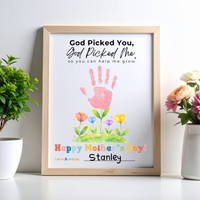 God Picked You God Picked Me Handprint Craft Printable | Christian Mother’s Day Keepsake | Thank You for Helping Me Grow Mom Gift | Kids Faith-Based PDF