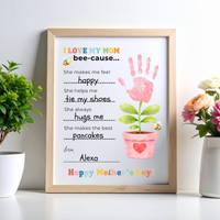 Mother’s Day Handprint Craft Printable | I Love My Mom Bee-cause Fill-in-the-Blank Keepsake | Preschool DIY Mom Gift | Kids Writing Activity PDF