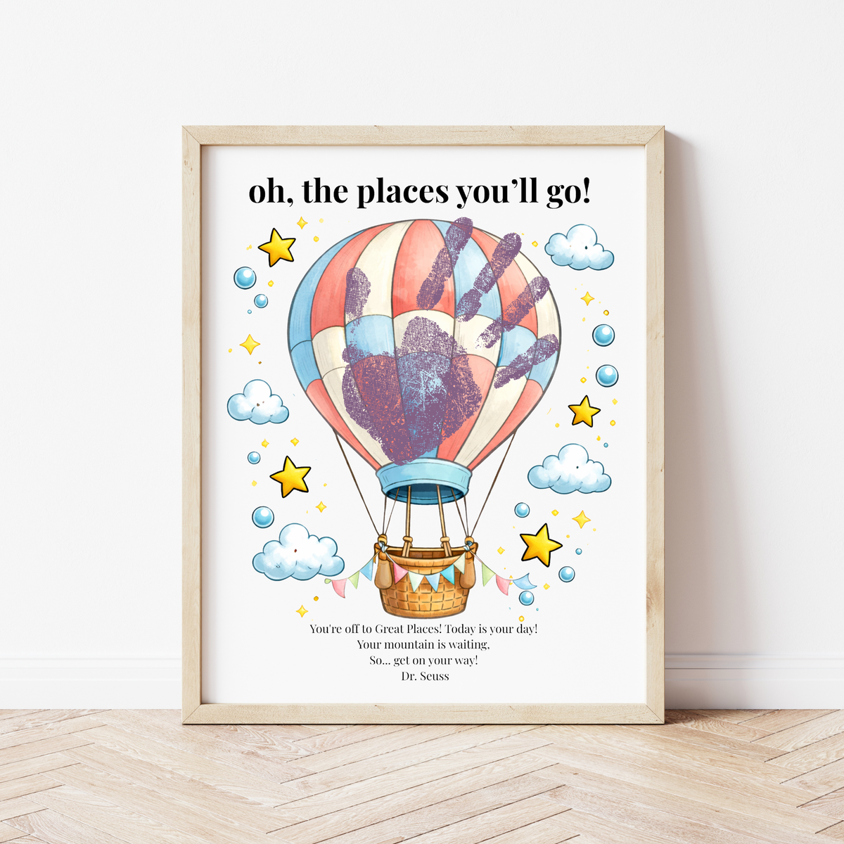 Hot Air Balloon Graduation Handprint Craft Printable | “Oh, the Places You’ll Go!” Inspirational Keepsake | End of Year Art PDF