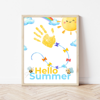 Hello Summer Handprint Craft Printable | Summer Keepsake Activity for Kids | Preschool Kindergarten End of School Year Craft