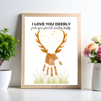 Father’s Day Handprint Craft Printable | I Love You Deerly Keepsake from Kids | Hunting Dad Gift | Preschool DIY Handprint Art PDF