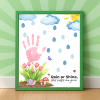 Rain or Shine Handprint Craft Printable | “God Helps Me Grow” Spring Faith-Based Activity | Preschool Christian Keepsake Art PDF