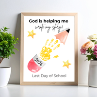 Christian Last Day of School Handprint Craft Printable | God is Helping Me Write My Story | Psalm 139:16 Keepsake | End of Year PDF