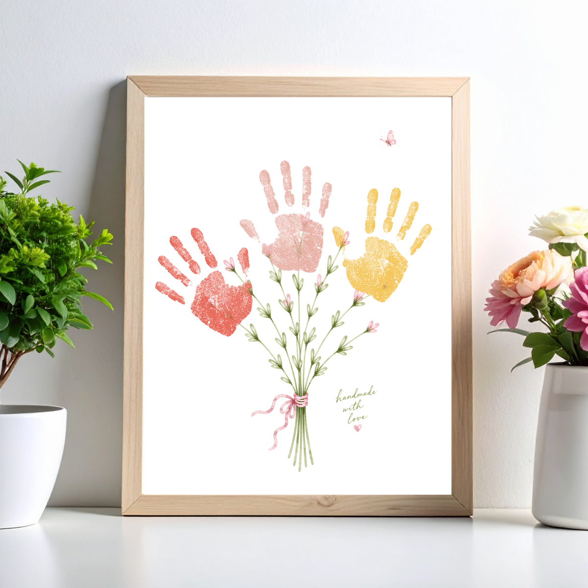 Mother’s Day Handprint Flower Craft Printable | Mom Grandma Aunt Keepsake Gift | Birthday & Valentine’s Day Handprint Bouquet | Preschool DIY Printable