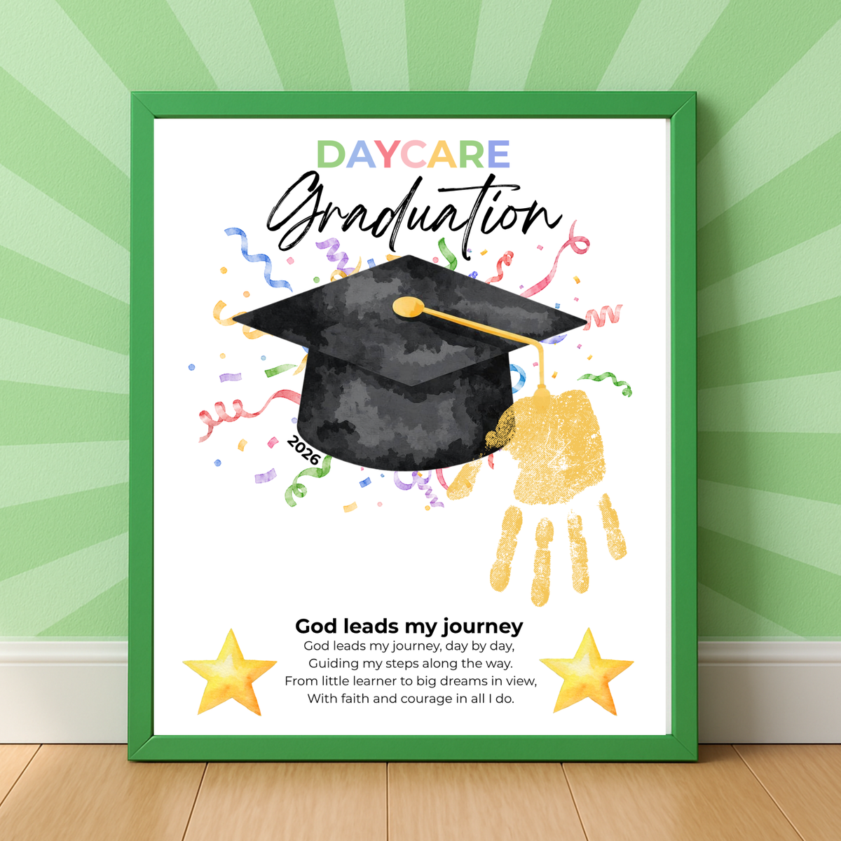 Daycare Graduation Handprint Craft Printable, Christian Graduation Keepsake for Kids, God Leads My Journey, Preschool Graduation Activity, Instant Download