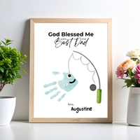 Christian Father’s Day Handprint Craft | God Blessed Me with the Best Dad Printable | Dad Birthday Gift from Kids | Fishing Keepsake DIY