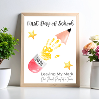 First Day of School Pencil Handprint Craft Printable | Back to School Keepsake Art | Leaving My Mark School Sign 2026 | Preschool DIY Handprint PDF