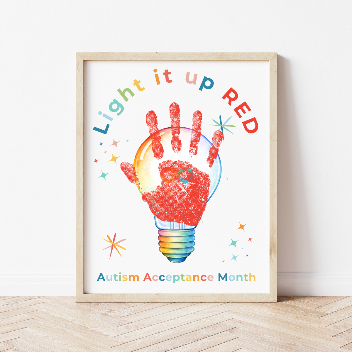 Autism Acceptance Month “Light It Up Red” Handprint Craft Printable | Autism Awareness Classroom Activity | Kids Inclusion Art PDF