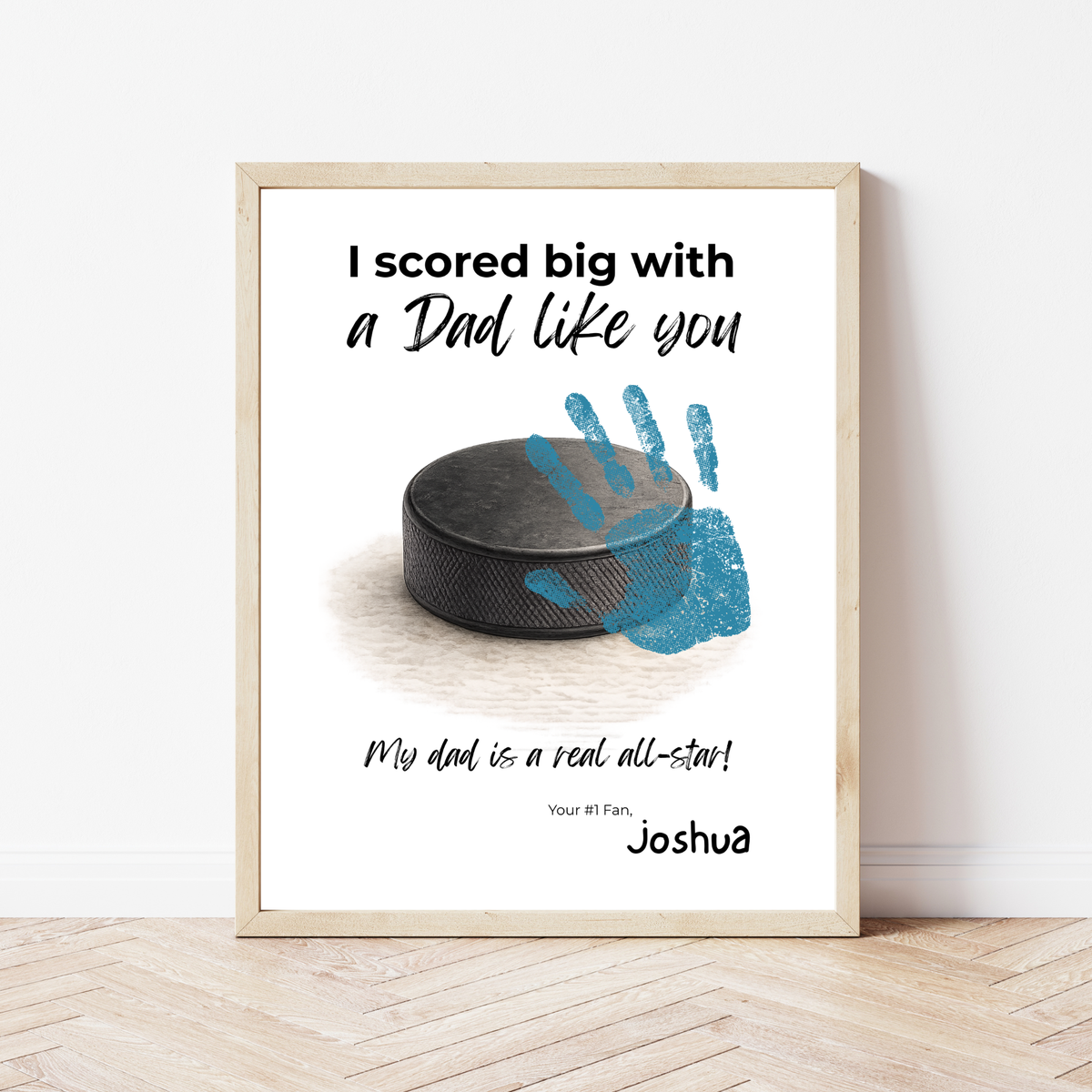 Hockey Handprint Craft for Dad, I Scored Big with a Dad Like You Printable, Father’s Day Hockey Keepsake from Kids