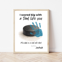 Hockey Handprint Craft for Dad, I Scored Big with a Dad Like You Printable, Father’s Day Hockey Keepsake from Kids