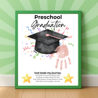 Christian Preschool Graduation Handprint Craft Printable, God Leads My Journey Graduation Keepsake, Preschool Graduation Activity, Instant Download