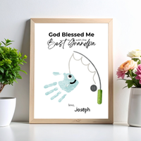 Christian Grandpa Handprint Craft Printable | God Blessed Me with the Best Grandpa Gift | Father’s Day or Birthday Keepsake | Fishing DIY