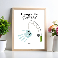I Caught the Best Dad Simple Handprint Craft | Father’s Day & Birthday Gift Printable | Fishing Dad Keepsake from Kids | Simple DIY Handprint Art