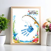 Fishing Dad Handprint Craft Printable | Father’s Day & Birthday Gift from Kids | I Caught the Best Dad Keepsake | Preschool DIY PDF