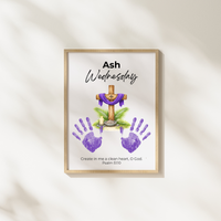Ash Wednesday Handprint Craft Printable | Christian Lent Keepsake Art | Psalm 51:10 Faith-Based Kids Activity PDF