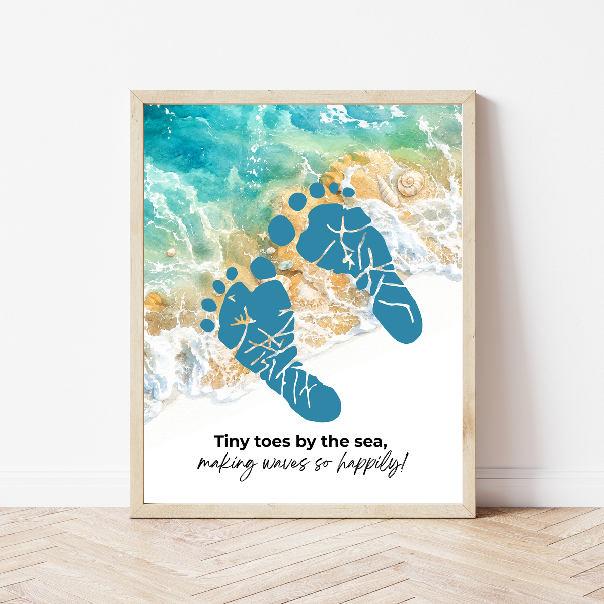 Tiny Toes by the Sea Footprint Craft Printable | Beach Footprint Keepsake | Summer Ocean Nursery Art for Kids