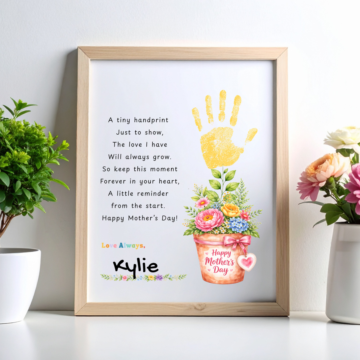 Mother’s Day Handprint Flower Pot Craft Printable | Keepsake Gift for Mom from Kids | Preschool DIY Handprint Art PDF | Happy Mother’s Day Craft