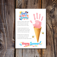 Christian Ice Cream Cone Handprint Craft Printable | God's Gift of Summer Keepsake Activity for Kids | Faith-Based Summer Craft