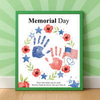 Memorial Day Handprint Wreath Craft Printable | Patriotic Keepsake Art for Kids | Red White Blue Handprint Activity | Preschool Classroom PDF