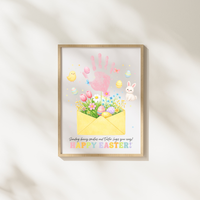 Easter Handprint Craft Printable | Bunny & Chick Flower Envelope Keepsake | Preschool Fine Motor Spring Activity PDF