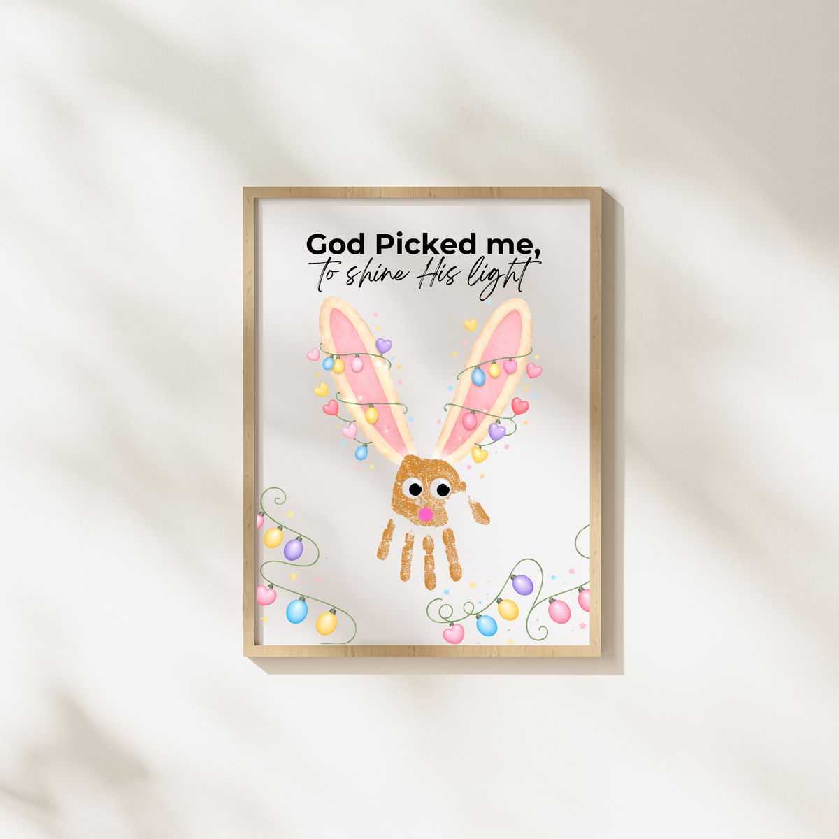 Christian Easter Handprint Craft Printable | “God Picked Me to Shine His Light” Bunny Keepsake | Faith-Based Kids Art Activity PDF