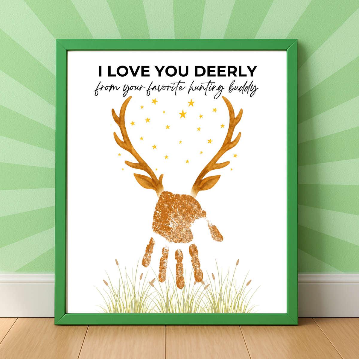 Father’s Day Handprint Craft Printable | I Love You Deerly Keepsake from Kids | Hunting Dad Gift | Preschool DIY Handprint Art PDF