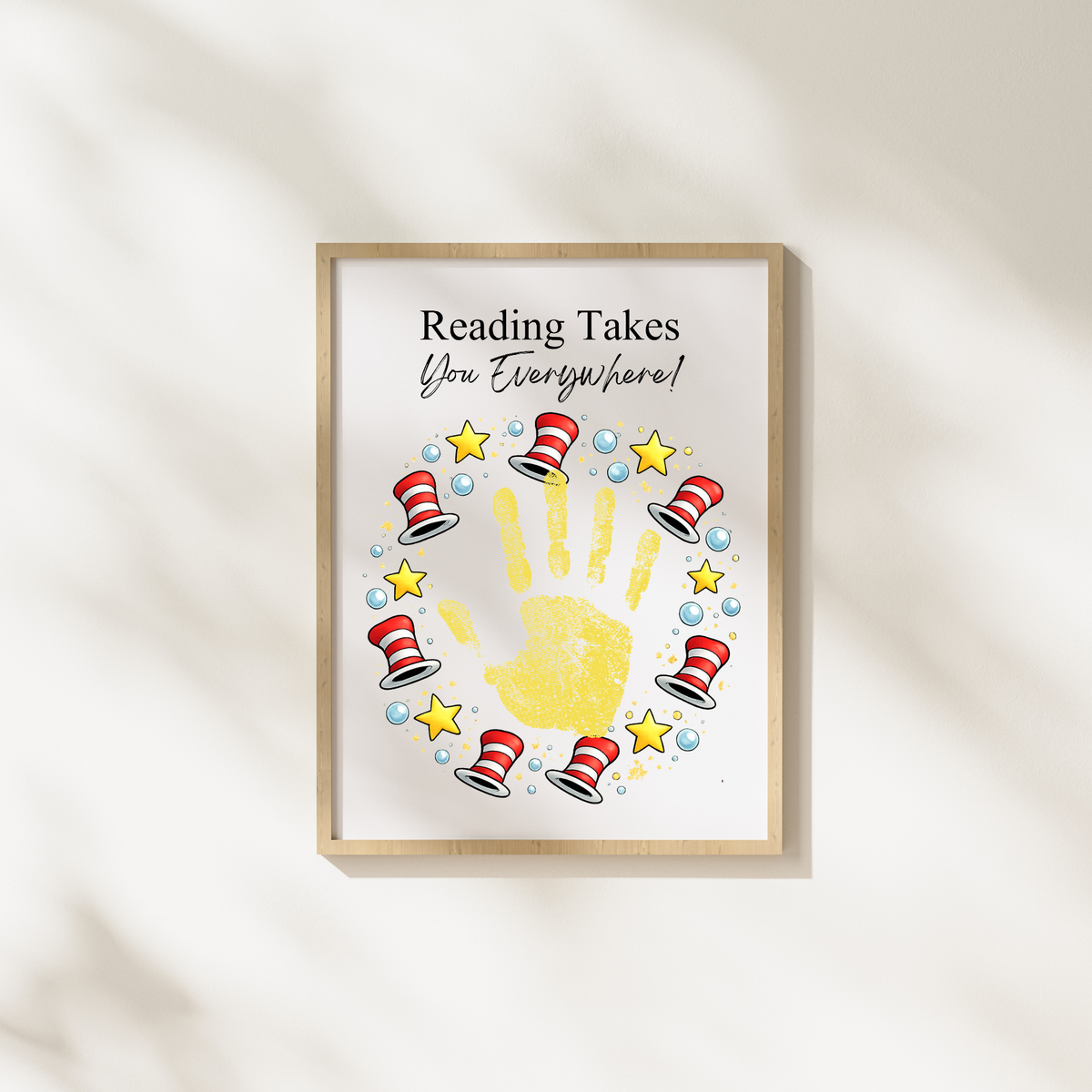 Reading Takes You Everywhere Wreath Handprint Craft Printable | Kids Literacy Week Activity | Preschool Reading Celebration Art PDF
