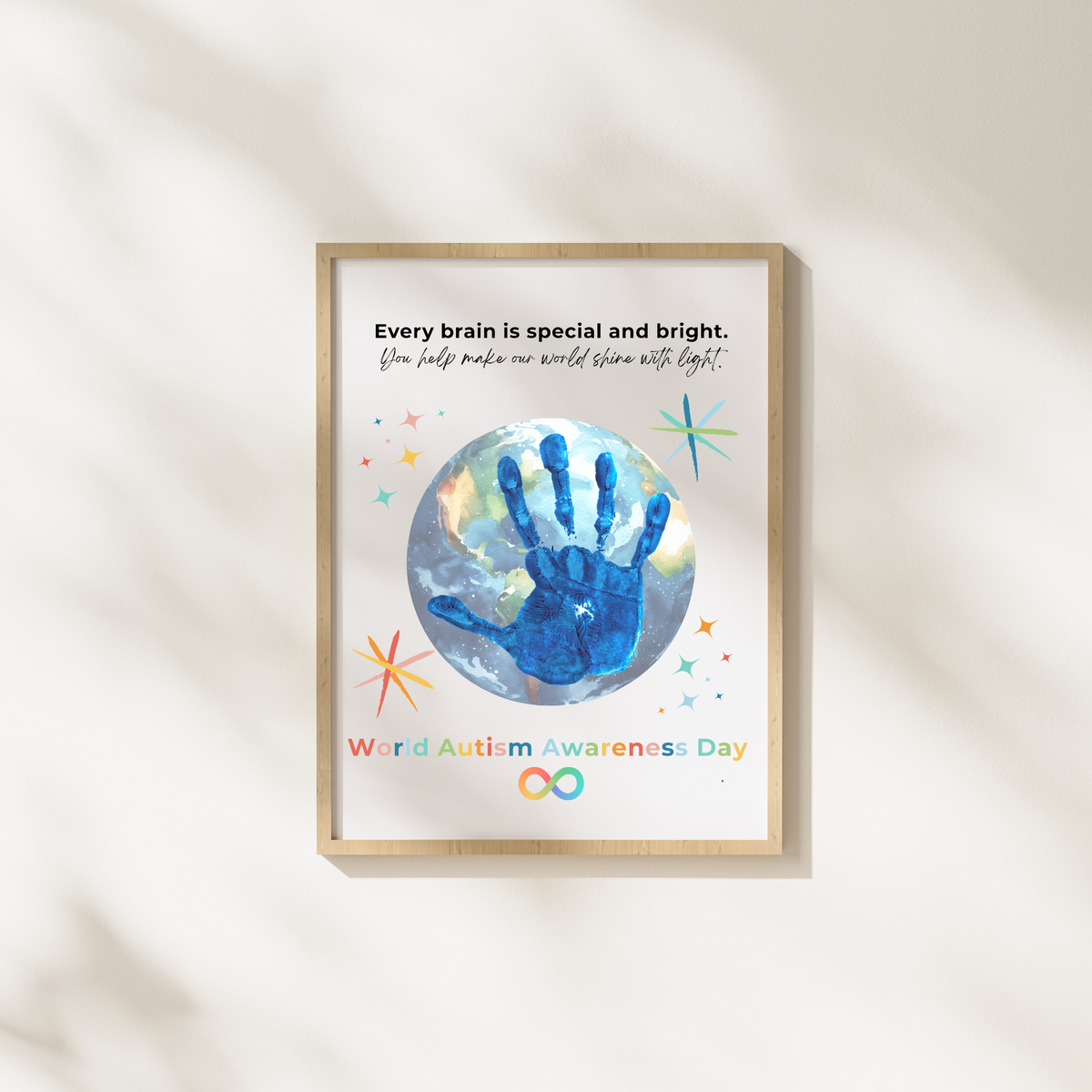 World Autism Acceptance Day Handprint Craft Printable | Autism Awareness & Inclusion Activity for Kids | Classroom Social Emotional Learning Art PDF| Colorful Earth