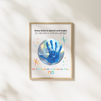 World Autism Acceptance Day Handprint Craft Printable | Autism Awareness & Inclusion Activity for Kids | Classroom Social Emotional Learning Art PDF| Colorful Earth