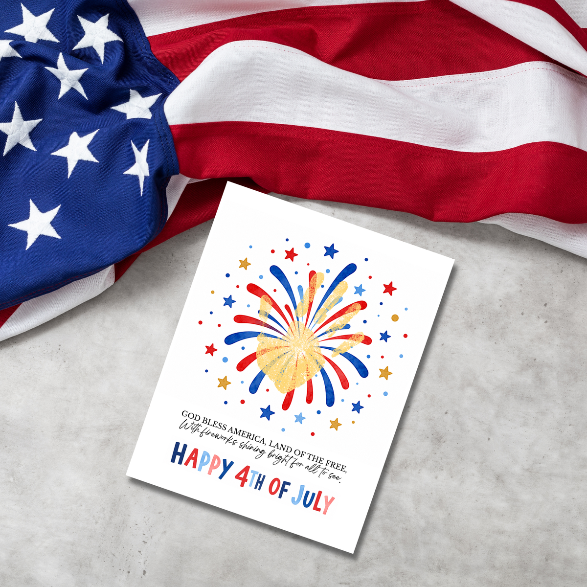 Happy 4th of July Firework Handprint Craft Printable | Patriotic Fireworks Handprint Art | Independence Day Keepsake Activity for Kids