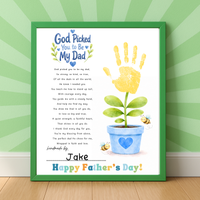 Christian Father’s Day Handprint Craft Printable | God Picked You to Be My Dad | Faith-Based Dad Keepsake Gift from Kids | Preschool DIY Handprint Art PDF