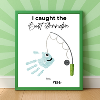 I Caught the Best Grandpa Handprint Craft Printable | Father’s Day & Birthday Gift for Grandpa | Fishing Keepsake from Kids | DIY Download