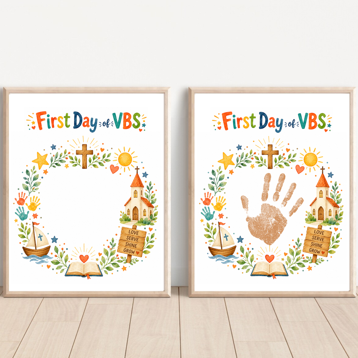 First Day of VBS Handprint Craft Printable | Vacation Bible School Keepsake | Christian Summer Church Activity
