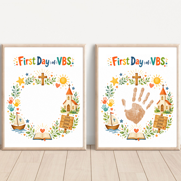 First Day of VBS Handprint Craft Printable | Vacation Bible School Keepsake | Christian Summer Church Activity