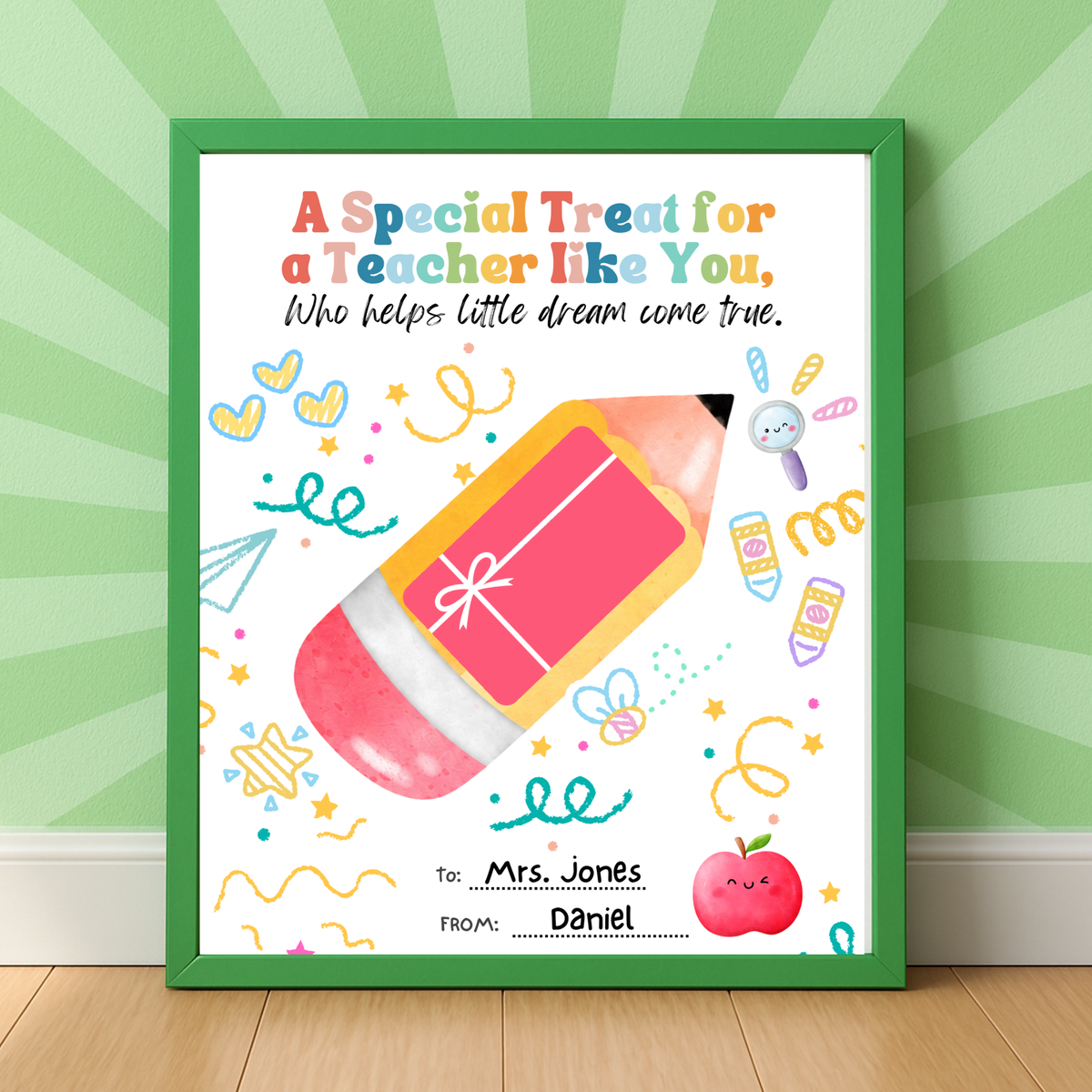 Teacher Gift Card Holder Printable | Teacher Appreciation Gift Card Craft | End of School Year Teacher Gift | A Special Treat for a Teacher Like You