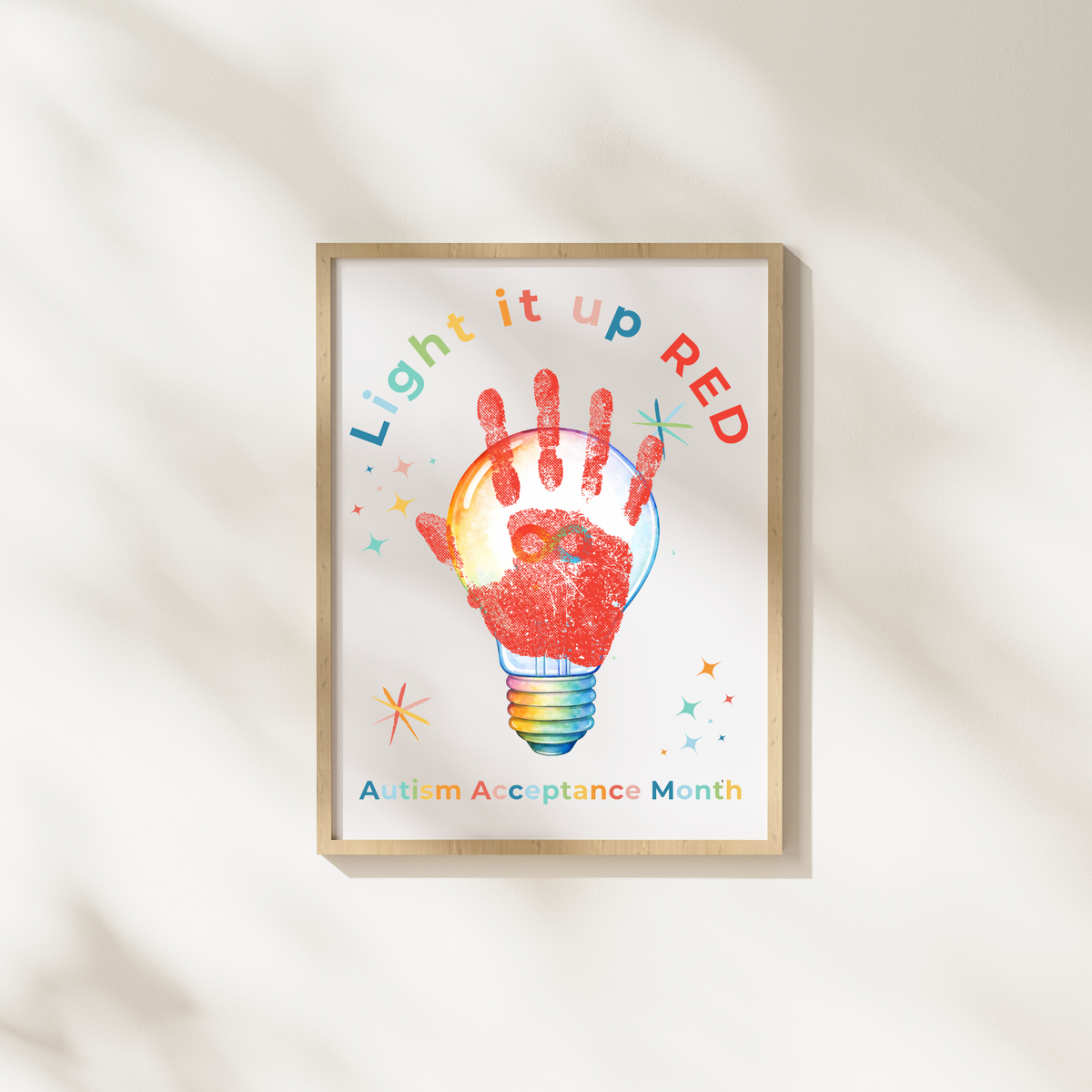 Autism Acceptance Month “Light It Up Red” Handprint Craft Printable | Autism Awareness Classroom Activity | Kids Inclusion Art PDF
