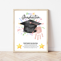 Christian Pre-K Graduation Handprint Craft Printable | Graduation Keepsake | God Leads My Journey Preschool Graduation Art | End of Year DIY PDF