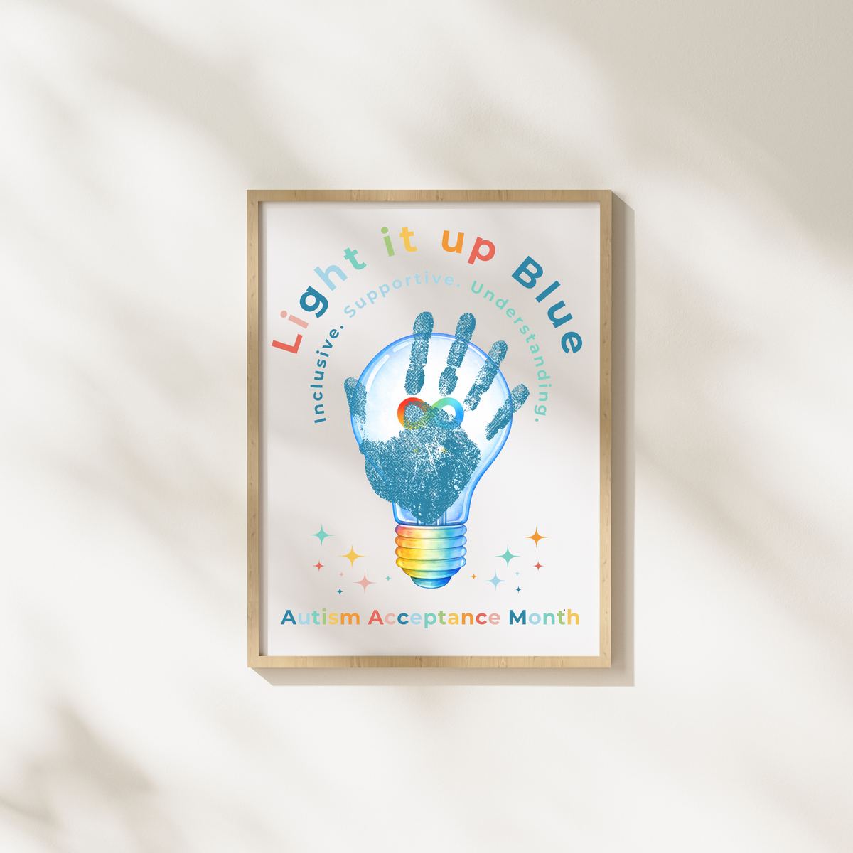 Autism Acceptance Month “Light It Up Blue” Handprint Craft Printable | Autism Awareness & Inclusion Kids Activity | Classroom SEL Art PDF
