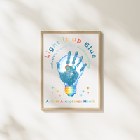 Autism Acceptance Month “Light It Up Blue” Handprint Craft Printable | Autism Awareness & Inclusion Kids Activity | Classroom SEL Art PDF