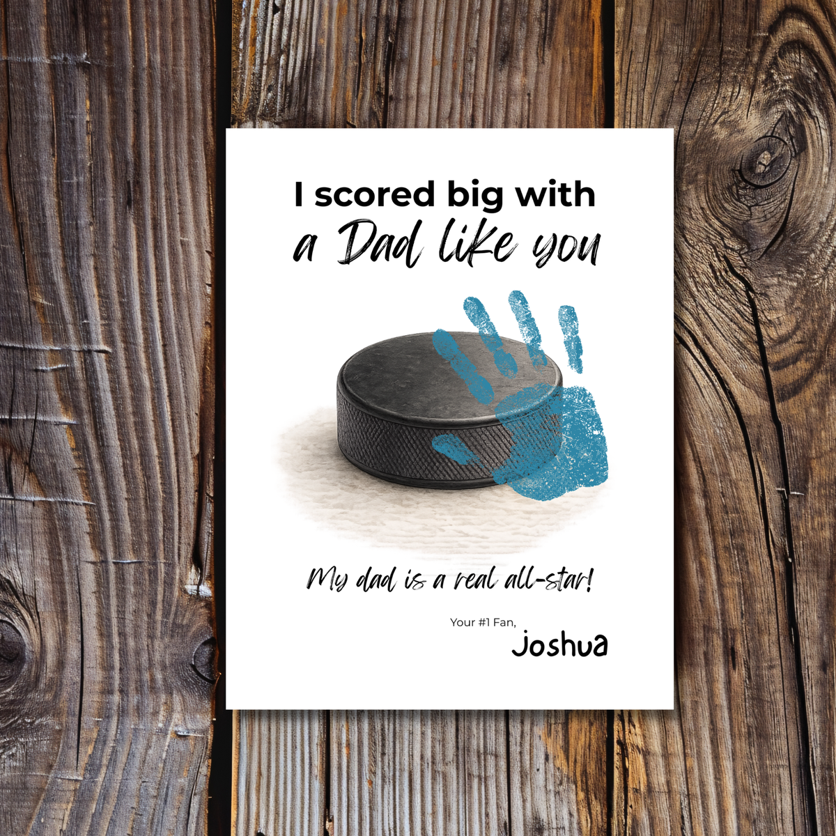 Hockey Handprint Craft for Dad, I Scored Big with a Dad Like You Printable, Father’s Day Hockey Keepsake from Kids