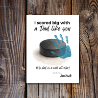 Hockey Handprint Craft for Dad, I Scored Big with a Dad Like You Printable, Father’s Day Hockey Keepsake from Kids
