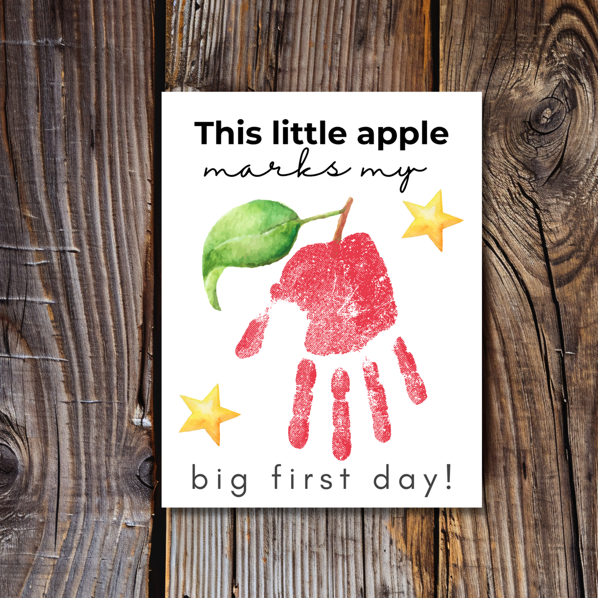 This Little Apple Marks My Big First Day Handprint Craft Printable | First Day of School Keepsake | Preschool & Kindergarten Back to School Activity